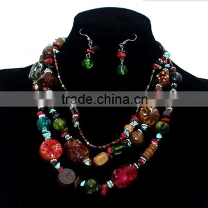 2016 Women Vintage Bohemia Multilayers Beads Necklace Earring Jewelry Set thumbnail-2