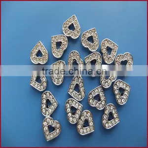 Produce Pave Heart Charms Wholesale DIY Wearing Slide Heart Shaped Accessory thumbnail-1