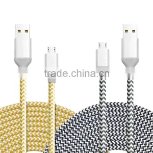 Woven Fabric Braided Flat Pipe Connector Micro USB Cable thumbnail-1