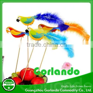 Parrot Colorful Decoration Cake and Fruit Wooden Cocktail Picks in Bar thumbnail-1