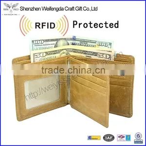 Top Grade Brown Cowhide Rfid Blocking Genuine Leather RFID Wallet thumbnail-1