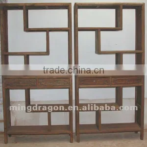 Chinese Antique Furniture Elm Wood Bookshelf thumbnail-1
