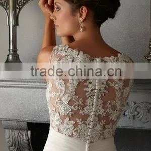 V-neck Sleeveless Wedding Gowns See Through Back Bohemian Style Wedding Dress thumbnail-2
