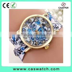 2016 Geneva Style Floral Ribbon Watch, Gold Plated Flowery Face Lady Watch, Vogue Hot Fashion Lady Watch thumbnail-1