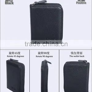 RFID Blocking Genuine Leather Wallet, Credit Card Coin Wallet. Mini Handheld Purse thumbnail-2