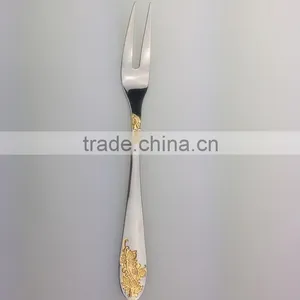 Stainless Fruit Fork With 24K True Gold Plated on the Handle and Nice Design thumbnail-1