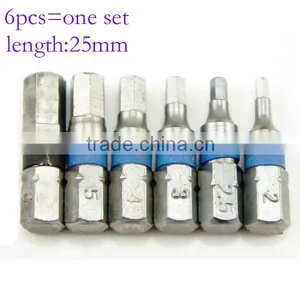6pcs 25mm 1/4 Inch Hex Shank Magnetic Hex Head Screwdriver Bits Electric Screwdriver Bits H6H5H4H3H2.5H2 AR-70 thumbnail-1