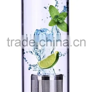 2015 Best Selling Water and Tea or Fruit /herb Travel Infuser Glass and Stainless Steel Sport Bottle With Built-in Tea Infuser thumbnail-1