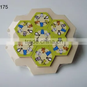 Hot Selling Educational Animals Hexagon Wooden Puzzle thumbnail-1