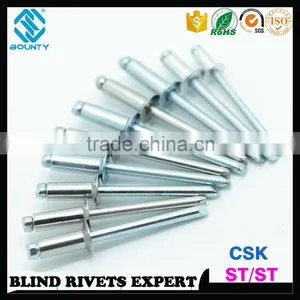 DIN7337 STEEL RIVET BODY STEEL MANDREL CSK HEAD STEEL RIVETS thumbnail-4