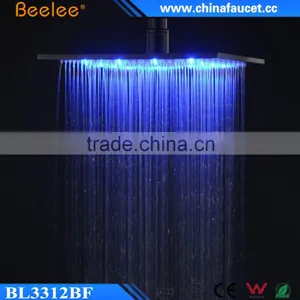 12 Inch Luxurious Bathroom Black Stainless Waterfall LED Light Square Head Shower thumbnail-1
