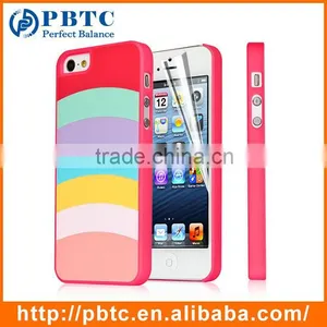 Set Screen Protector And Case For Iphone 5 , Hard Plastic Pink Colorful Stripes Custom Case thumbnail-2