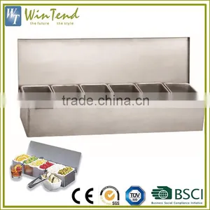 6 Compartment Table Holder Stainless Steel 201 Spice Condiment Organizer thumbnail-1