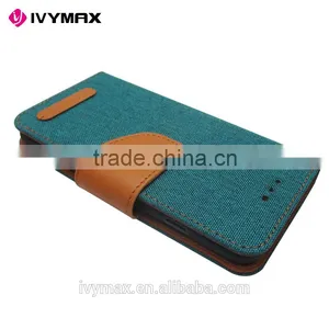 Wholesale Dual Color Convas Pouch Case With Credit Card for Iphone 6 Folio Flip Case Cover thumbnail-4