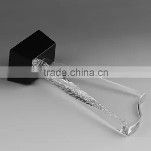 Oem Logo Design Size Optical Glass TV Show Competetion Award With Yellow Base K9 Engraving Crystal Plaque Trophy thumbnail-1