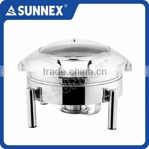 SUNNEX Professional Mirror Finish Hydraulic Hinge 6.8 Litre Glass Lid Chafer thumbnail-5