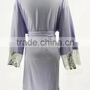 100% Cotton Lace Women Bath Robe thumbnail-2