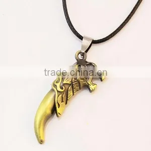 Popular Personality Stainless Steel Bronze Wolf Tooth Pendants Necklace thumbnail-6