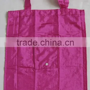 Nylon Folding Foldable Solid Color Shopping Bag Strong Strap thumbnail-1