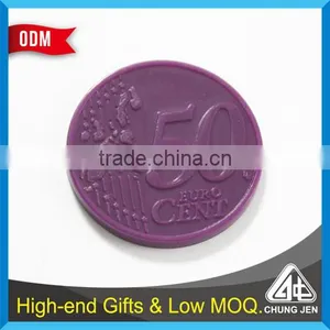 China Supplier Custom Colors 50 Cent Embossed Plastic Trolley Coin thumbnail-1