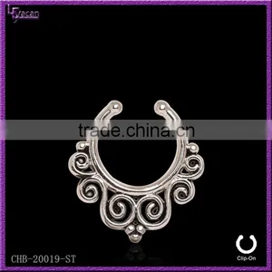 Tribal Swirls Flower Indian Fake Nose Ring thumbnail-4