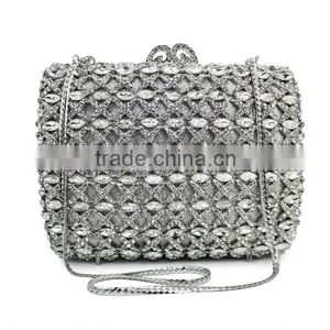 Silver Clutch Evening Bag Bridal Wedding Handbags Fancy Ladies Purse (88164A-S) thumbnail-3
