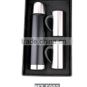 Stainless Steel Mug Gift 500ml Flask and 300ml Coffee Mug Set in Black Gift Box thumbnail-1
