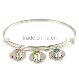 925 Sterling Silver Bangle With Charms PB002 thumbnail-6
