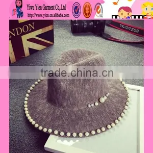 2016 Latest Pearl Design Beach Sun Hats Hot Sale Original Cheaper Sale Ladies Hat Wholesale China thumbnail-1