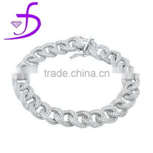 Factory Direct Sale Micro Pave Setting 925 Silver Cuban Link Bracelet thumbnail-1