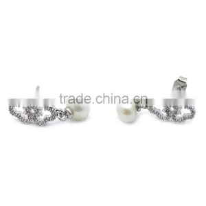Wholesale Fashion Jewelry 925 Sterling Silver Pearl Drop Earring Ear Studs thumbnail-2