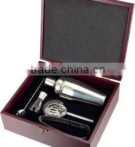 Big Wooden Box Bar Accessories Sets,with Cocktail Shaker,jigger and Ice Tongs,wine Gift Set thumbnail-1