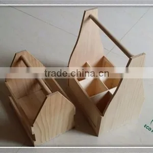 Natural Wholesale Finished Handcrafted Customized Wooden Beer Carrier thumbnail-1