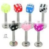 16G Acrylic Dice Labret Lip Stud Body Piercing Jewelry thumbnail-1