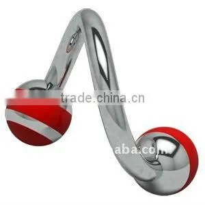 Titanium Duplex Carousel Spirals - Red,body Piercing Eyebrow Ring thumbnail-1