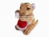 High Quality Factory Wholesale Realistic Plush Lion Christmas Plush Toy Cradle Lion With Christmas Cap thumbnail-1