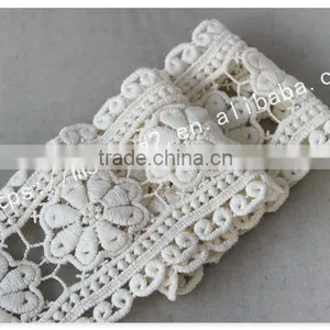 Newest Design 8cm Width Flowers Embroidery Cotton Lace Trim Wholesale thumbnail-5