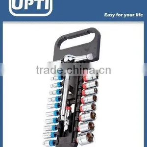 1/4 & 3/8 Dr. Socket and Ratchet Handle W/Plastic Holder thumbnail-1