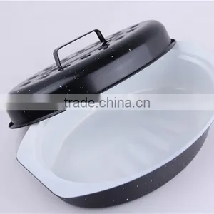 SGS Certification Ceramic Chicken Oval Pan Roaster With Rack thumbnail-3
