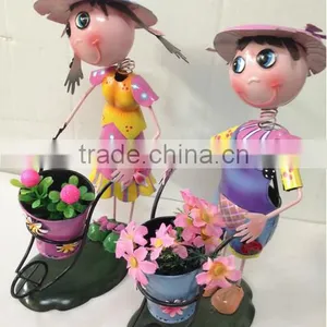 2015 Newest Design Girl Boy Garden Decoration Metal Girl Flower Pot Metal Bog Flower Pot Metal Flower Pot thumbnail-1