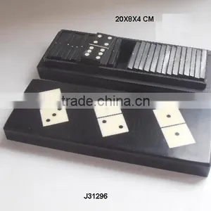 Black and White Domino Set Made in Bone and Resin thumbnail-1