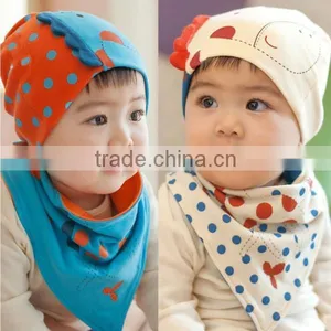 New Lovely Infants Triangle Scarf Bibs + 3D Giraffe Print Cotton Beanie Hats Caps thumbnail-2