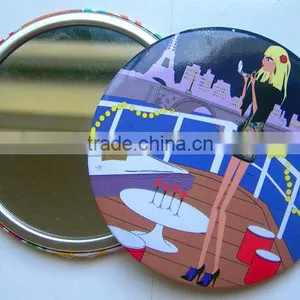 Plastic Round Shape Single Side Custom Logo Pocket Cosmetic Mirror thumbnail-1