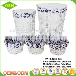Large Home Cheap Unique Round Storage Wicker White Wash Laundry Basket thumbnail-2