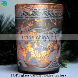 Custom Embossed Mason Jars Votive Frosted Glass Candle Holders thumbnail-5