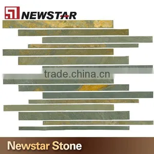 Slate Mosaic China Slate Yellow Wooden Beige Mosaic Tiles thumbnail-1