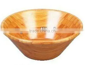Round WOODEN/BAMBOO SALAD BOWL Fruit Vegetable Bowl thumbnail-1
