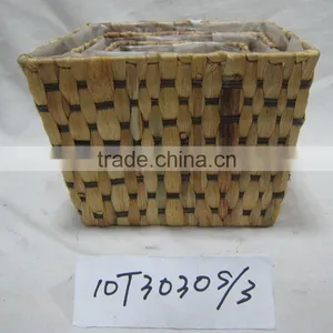 Square Waterhyacinth / Rattan Planter With Plastic Lining thumbnail-1