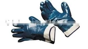 Nitrile Gloves. Jersey Liner Fully Blue Nitrile Caoted Gloves, Safety Cuff. thumbnail-1