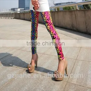 Fashion Summer Autumn Slim Cool Trousers Women Colorful Leopard Print Leggings Lady Sexy Pants Silk Capris Full Length thumbnail-2